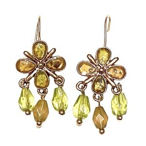 Liz Claiborne Green Floral Dangle Earrings